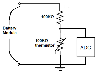 Thermistor temperature sensor circuit for a BMS