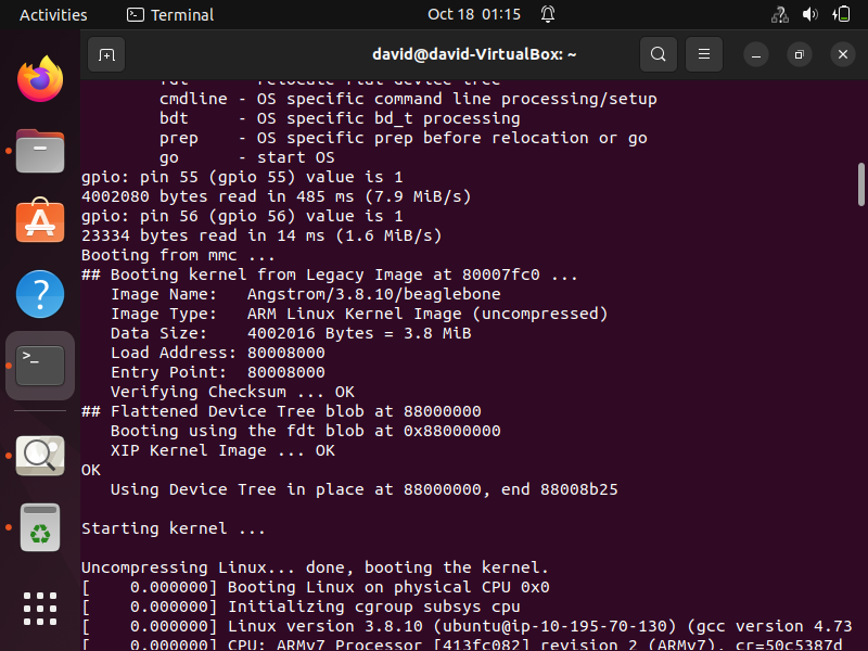 U-boot header information of the uImage linux kernel file run on a beaglebone board