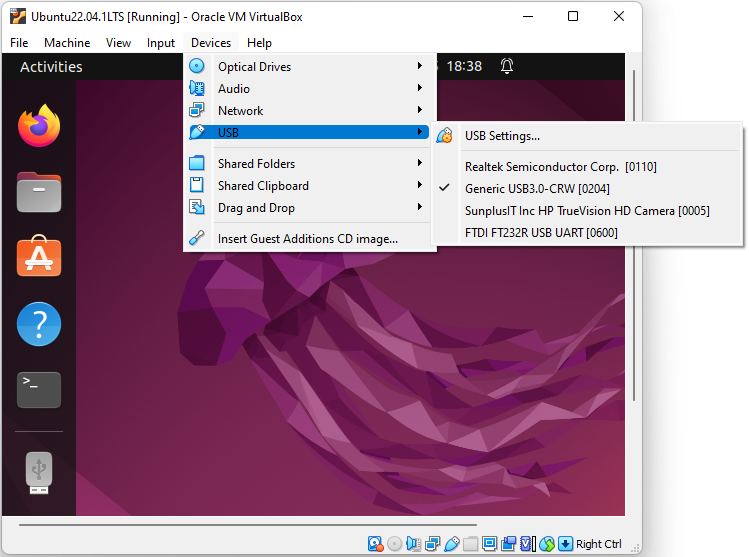 Ubuntu linux operating system device recognition confirmation