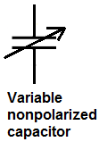 Variable nonpolarized capacitor symbol