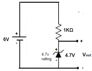 Zener diode voltage regulator circuit with supplied voltage greater than zener rated voltage