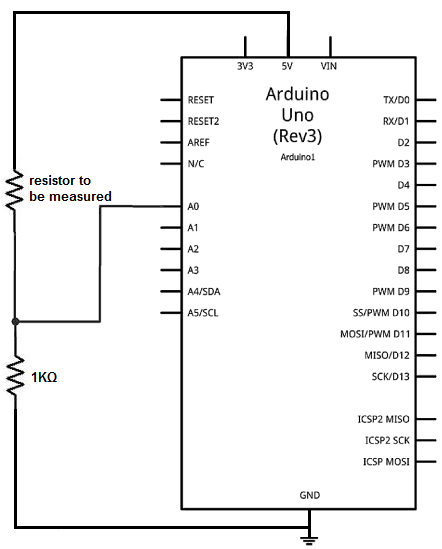 Arduino ohmmeter circuit