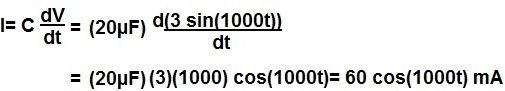Example of calculating current through capacitor