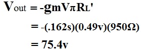 Example of the calculation of Vout of ac transistor analysis of mid frequency response