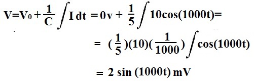 Example of calculating voltage across a capacitor