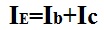 Formula to calculate emitter current Ie using base current Ib and collector current Ic