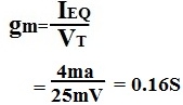 calculating gm of transistor example
