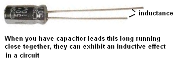 Capacitor with long leads