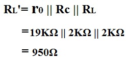 Example of the calculation of RL prime (RL') of ac transistor analysis of mid frequency response