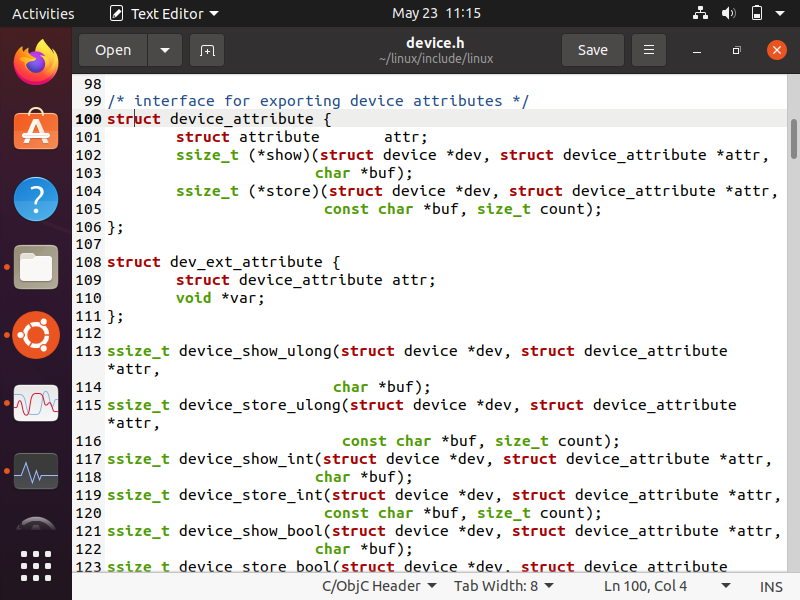 show and store methods of a kobject attribute in linux