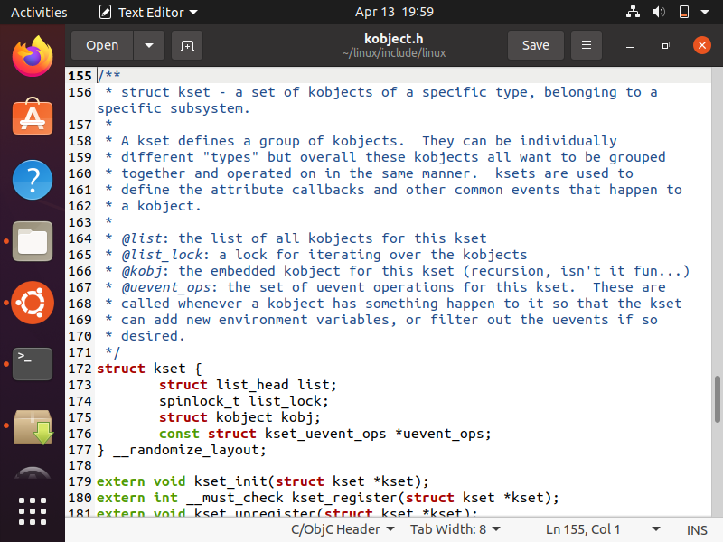 struct kset in linux