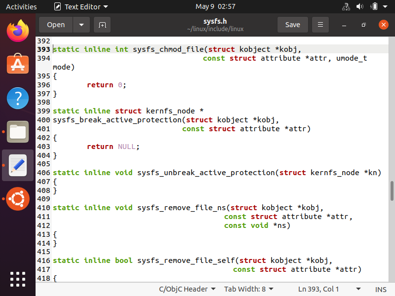 sysfs_chmod_file function in linux