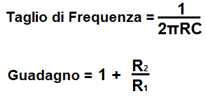 Formule de filtro attivo con amplificatore operazionale non invertente