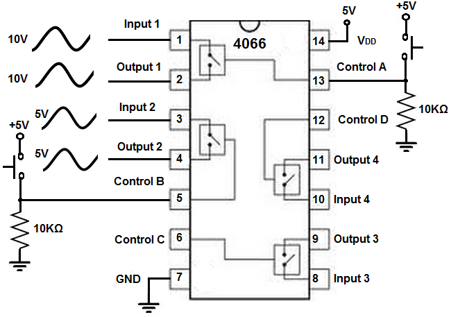4066 quad bilateral switch circuit