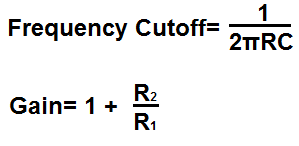 Active Noninverting Op Amp Cutoff Frequency Formulas