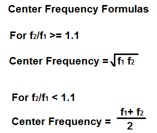 Center frequency formulas