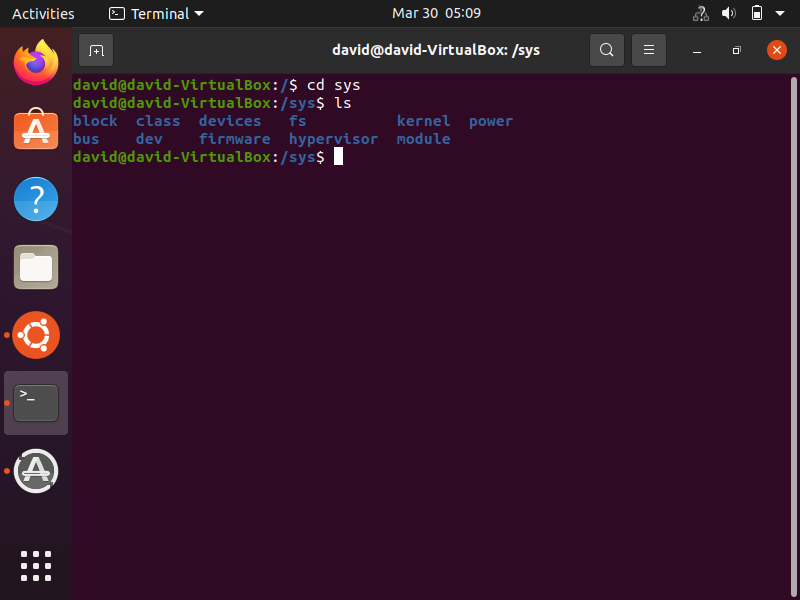 Contents of the sys directory in linux