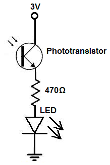 Infrared phototransistor receiver circuit