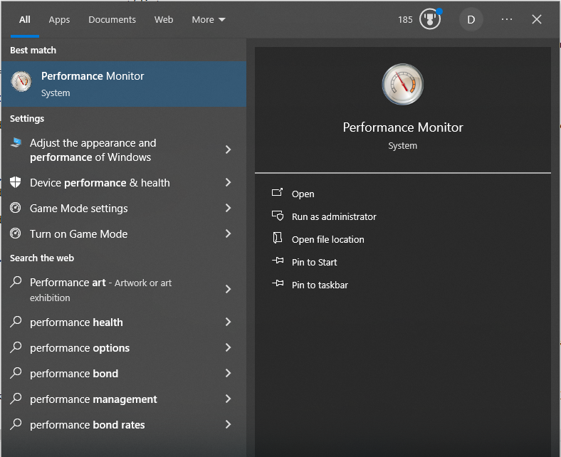 Performance monitor on the taskbar in windows