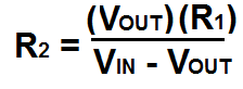 Resistor, R2, voltage divider formula