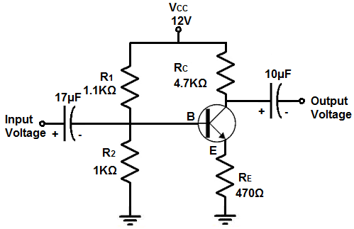 Transistor voltage amplifier circuit