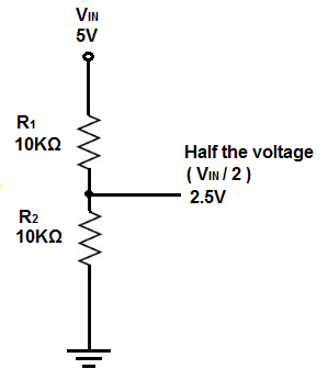 Voltage divider circuit with half the voltage