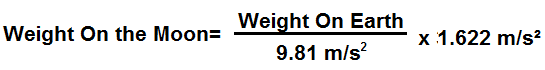 Weight on the moon conversion formula