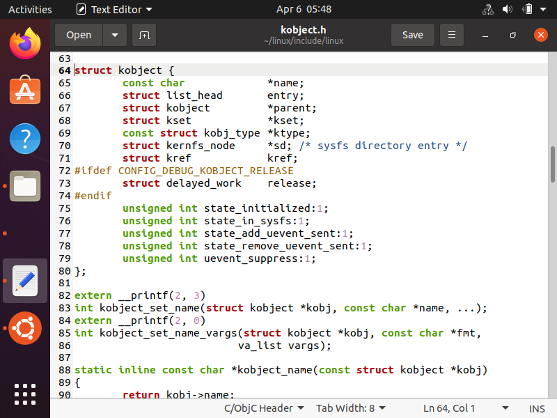 struct kobject in linux